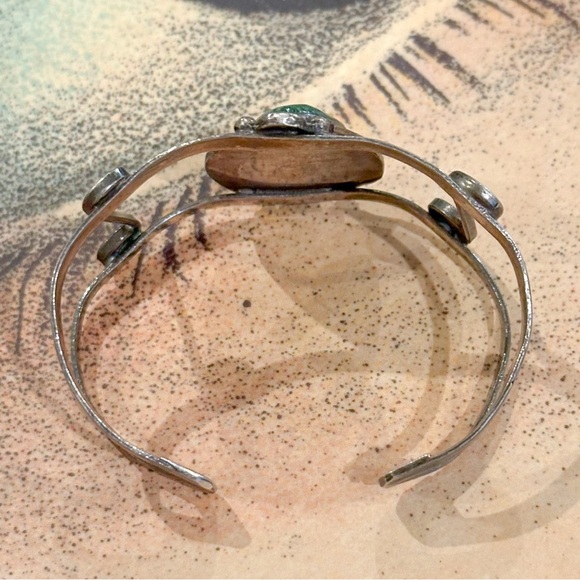 Vintage Old Pawn Sterling Silver Variscite Cuff Bracelet – Southwestern Style - Picture 5 of 8